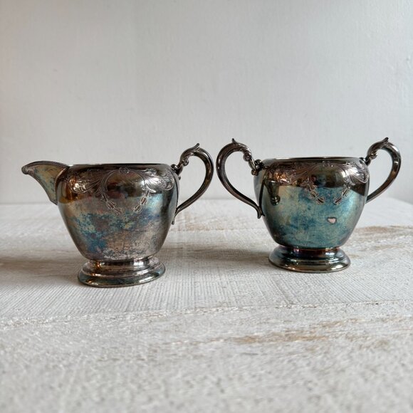 Vintage Victorian Silver Plate E.P.B.M. Sugar and Creamer Set - Picture 6 of 10